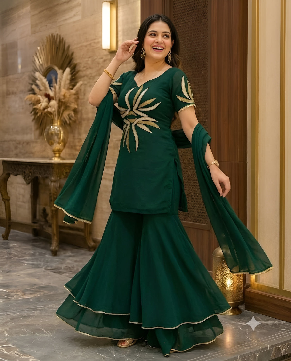 Green Embroidered Suit