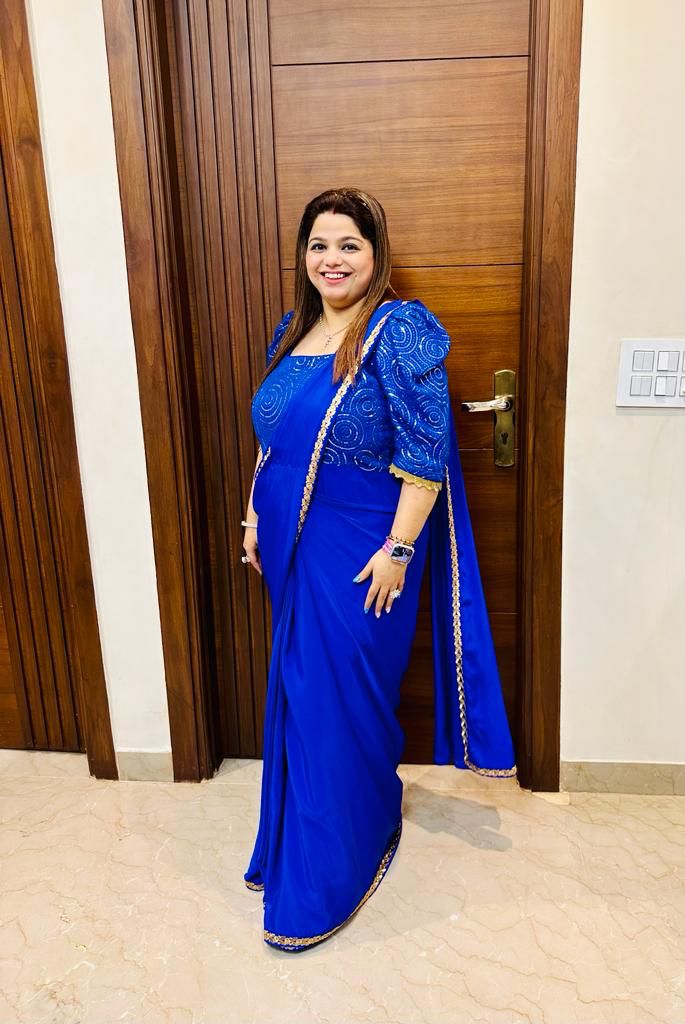 Royal Blue Sequin Saree