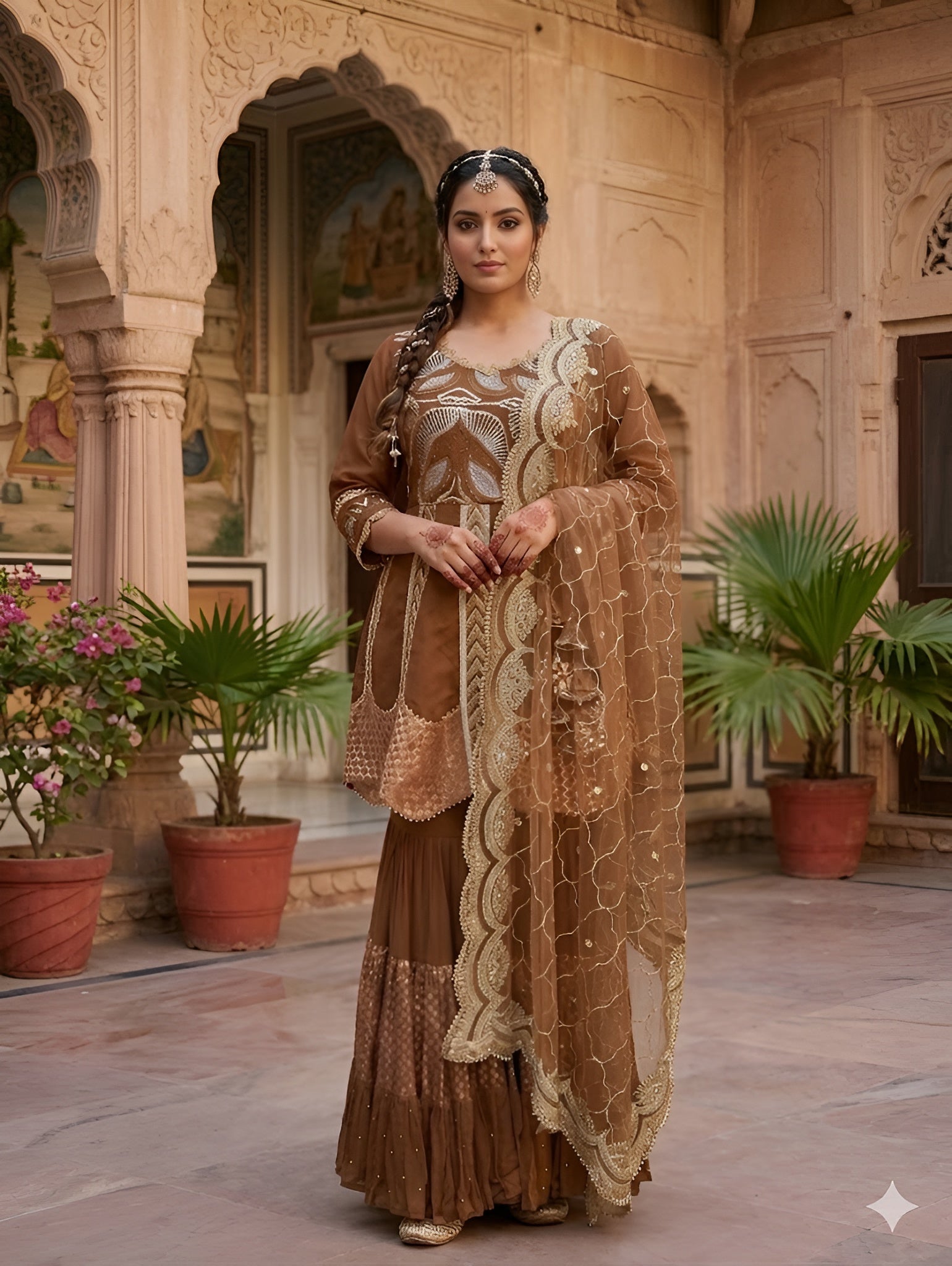 Luxurious Brown Garara Suit