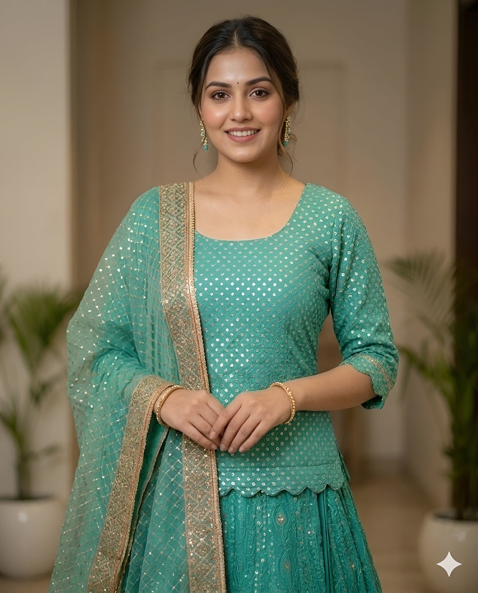 Teal Green Lehenga