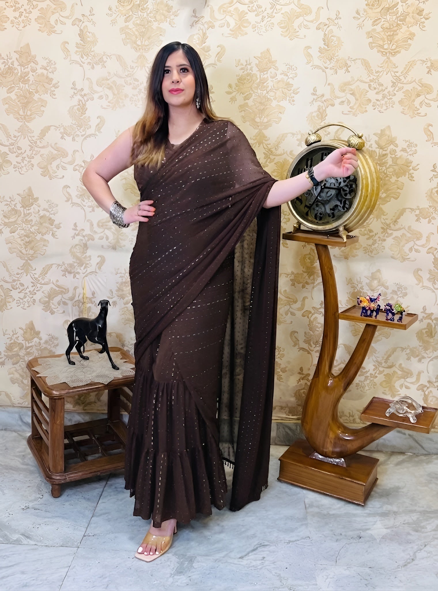 Black Lurex Maxi Saree