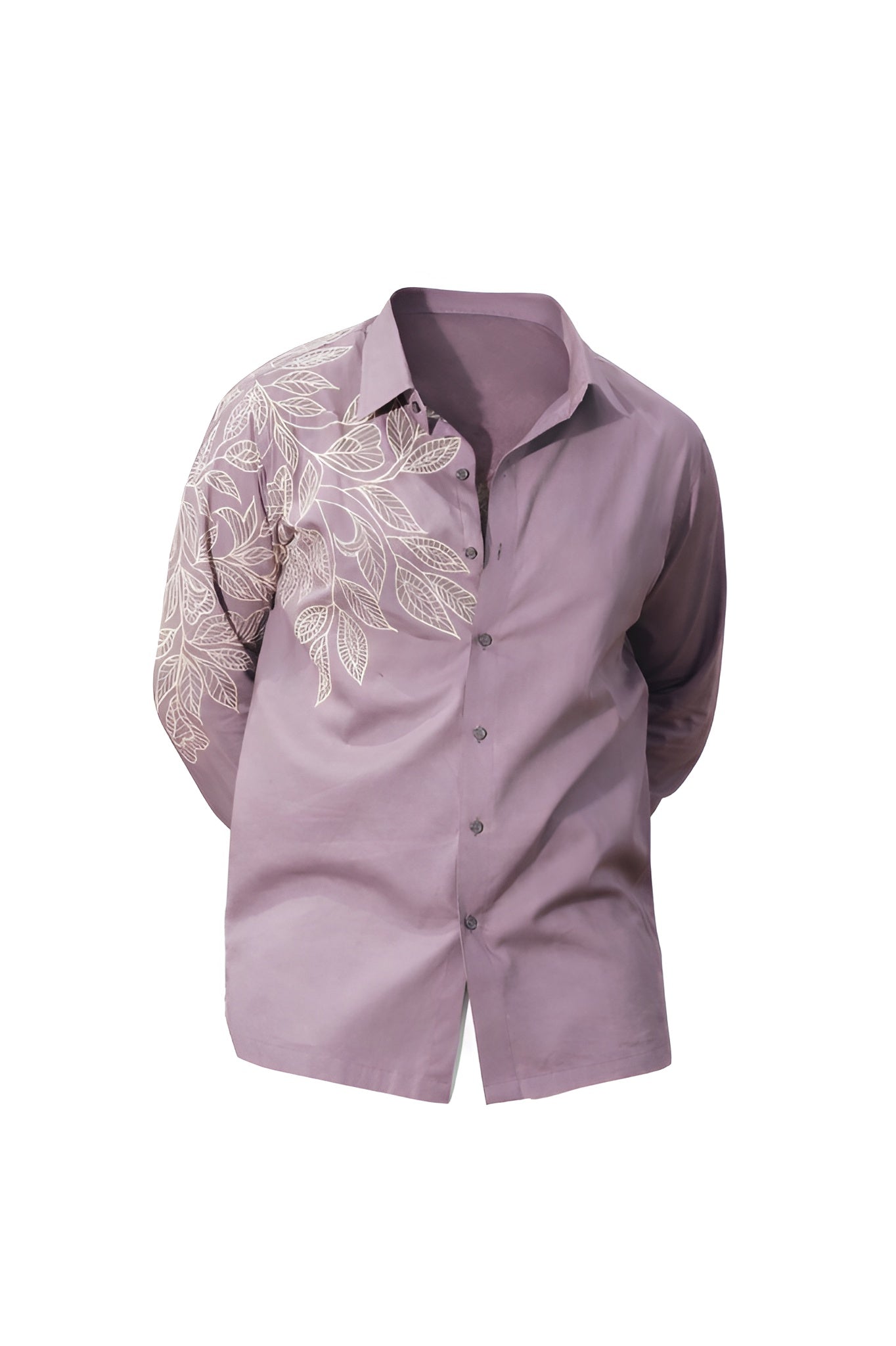 Lavender Embroidered Cotton Shirt
