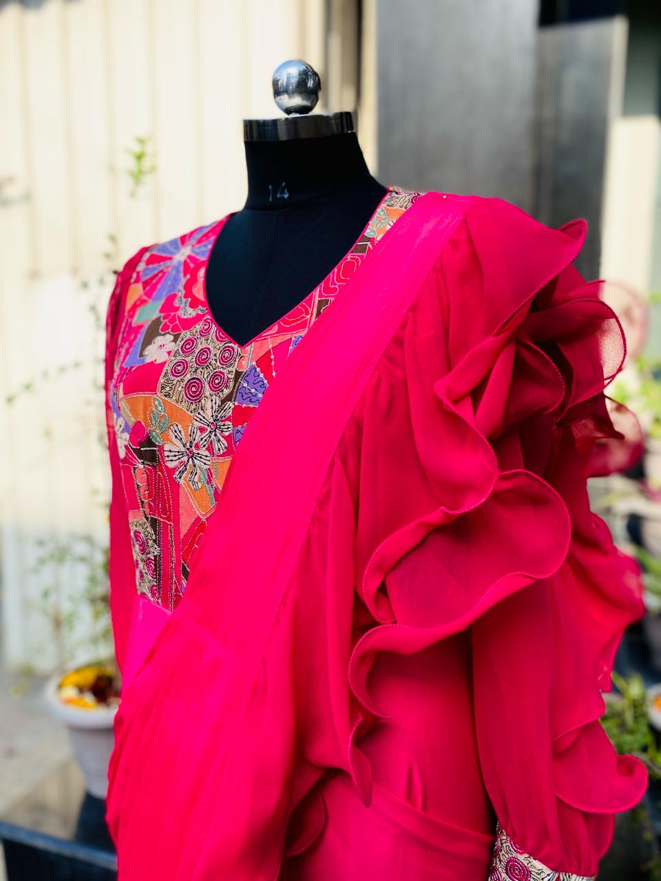 Carrot Carnival Saree Drape