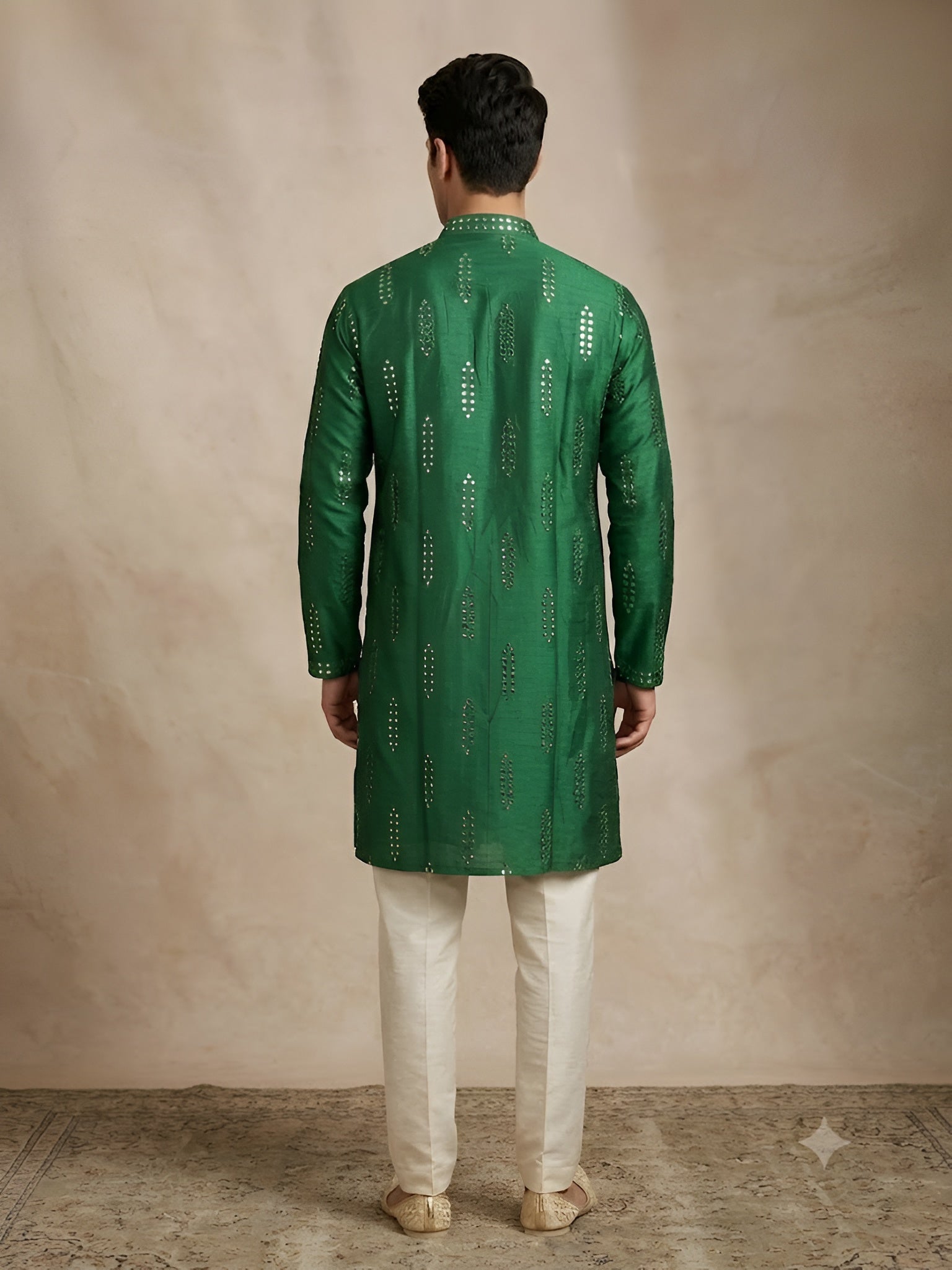 Emerald Mirrorwork Men’s Kurta