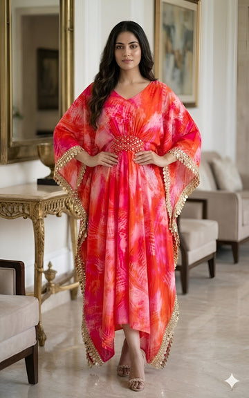 Pink Faux Mirror Kaftaan