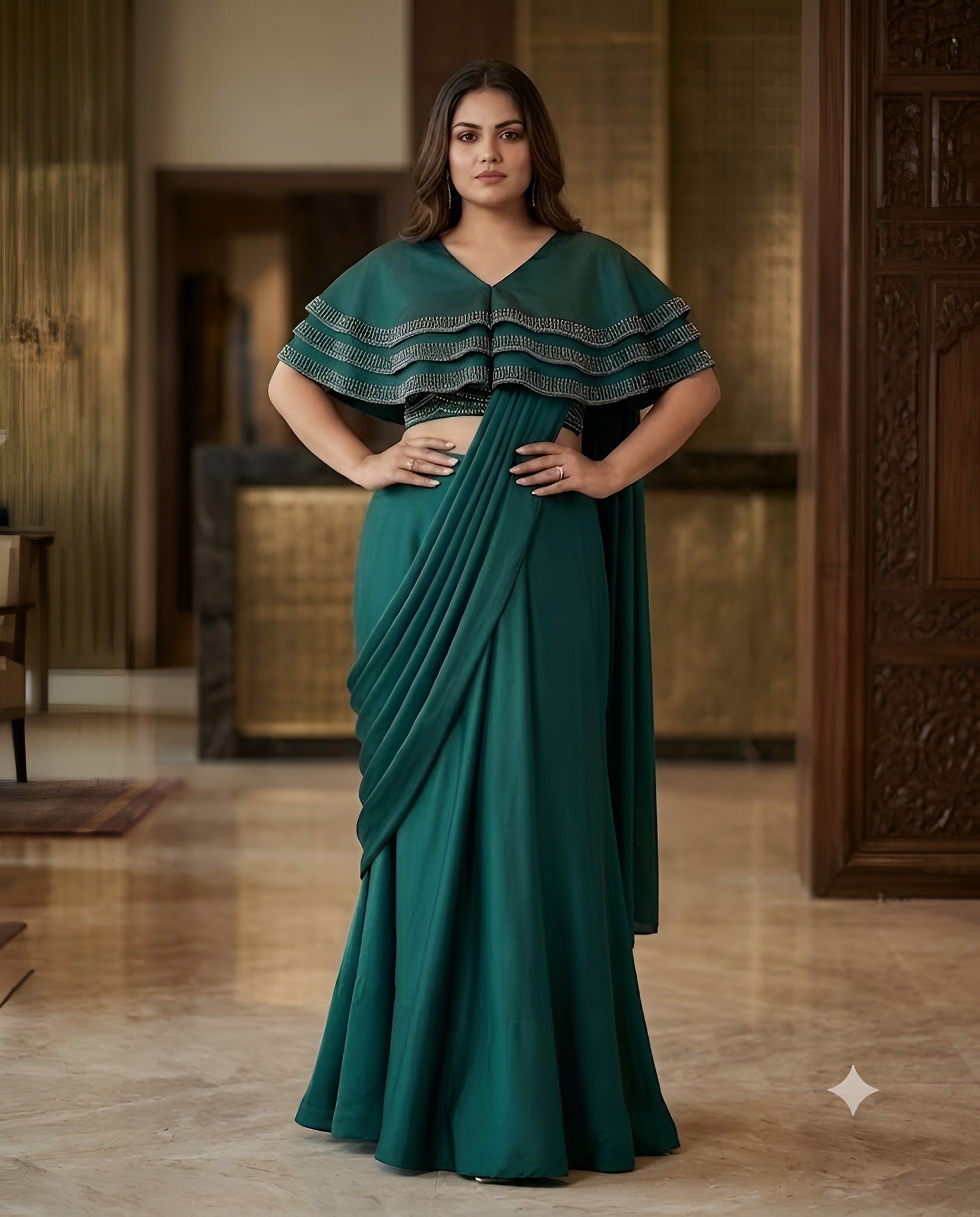 Bottle Green Ethnic Saree