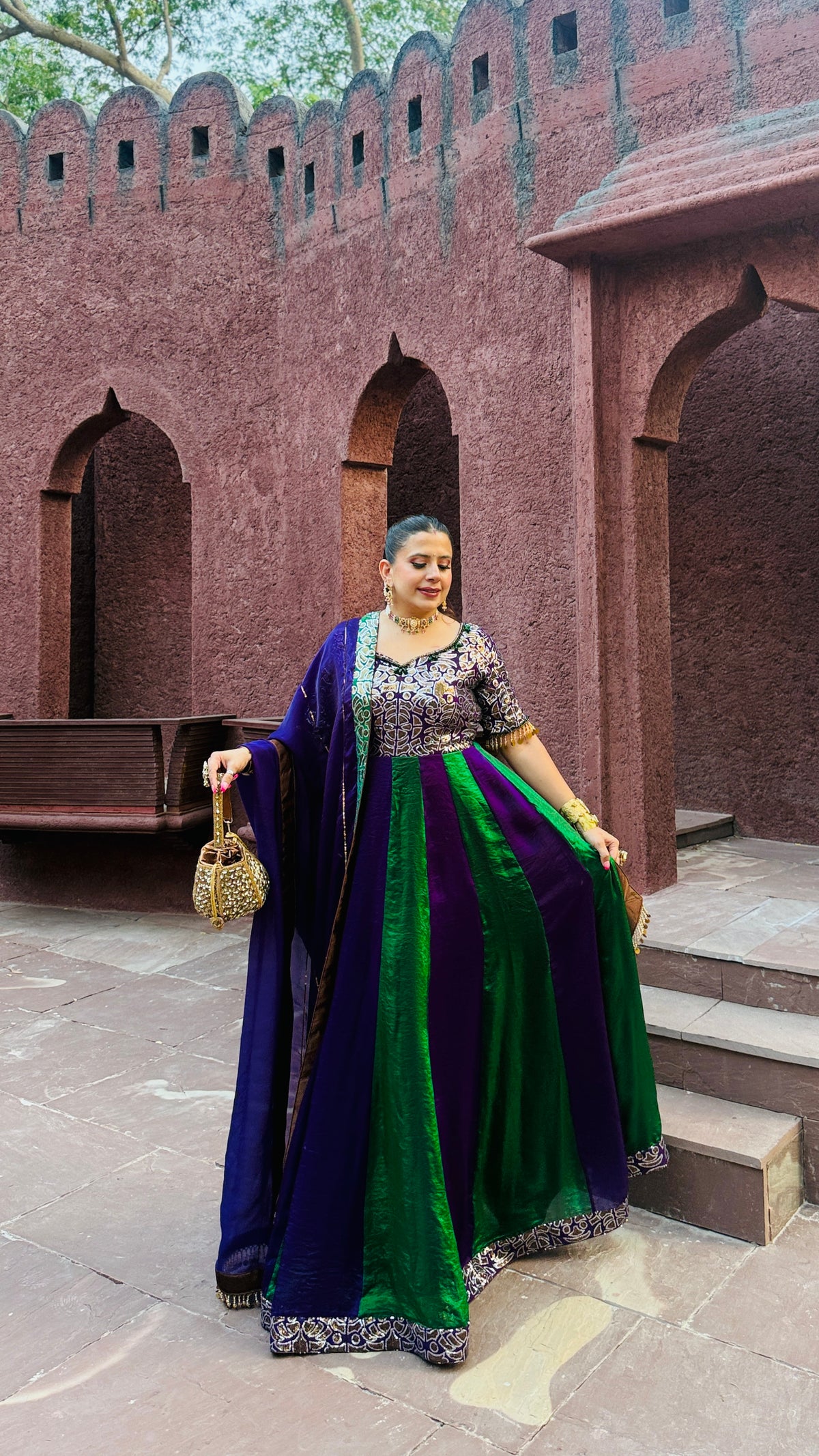 Emerald Nocturne Sequinned Anarkali Set
