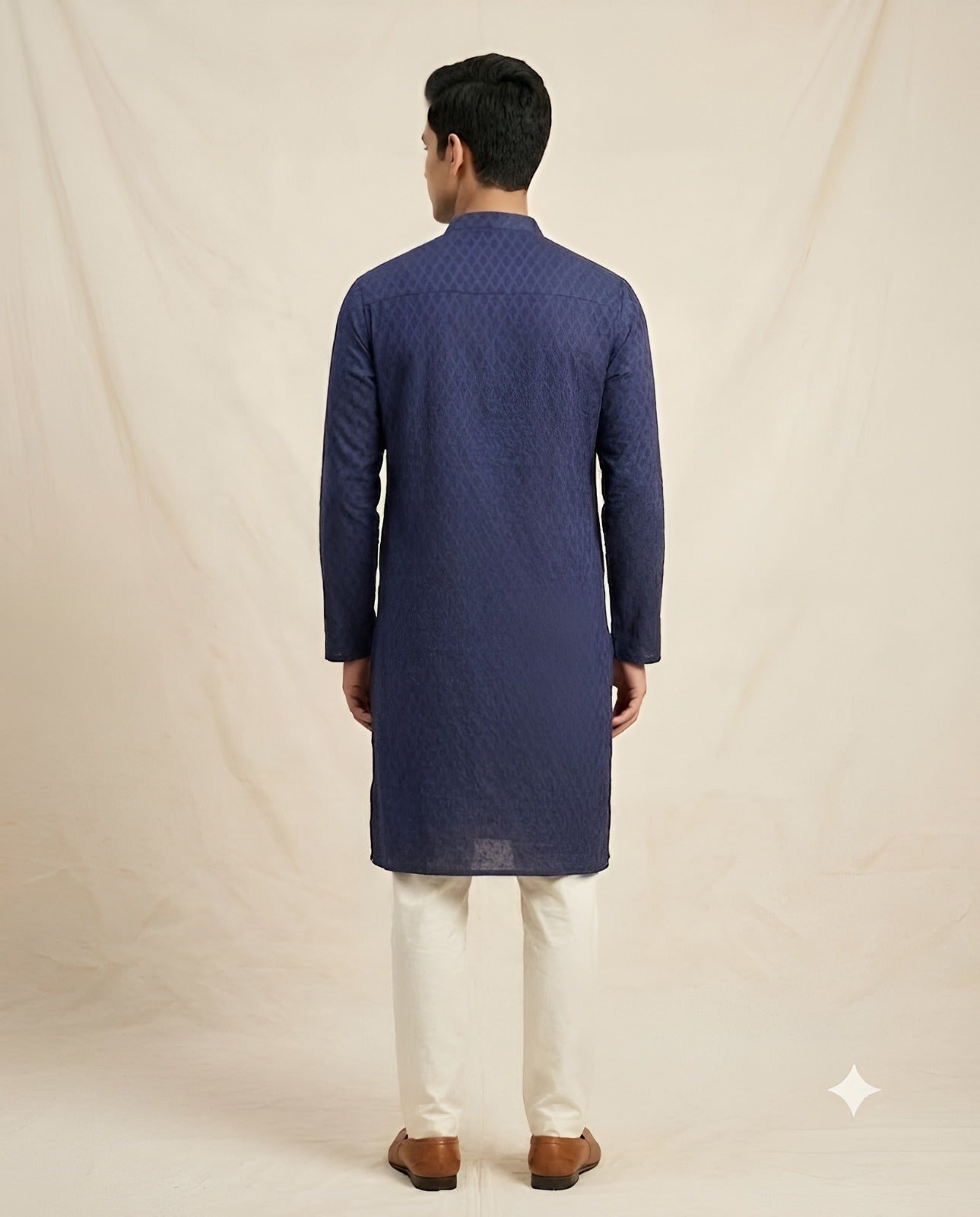 Navy Blue Cotton Kurta Set