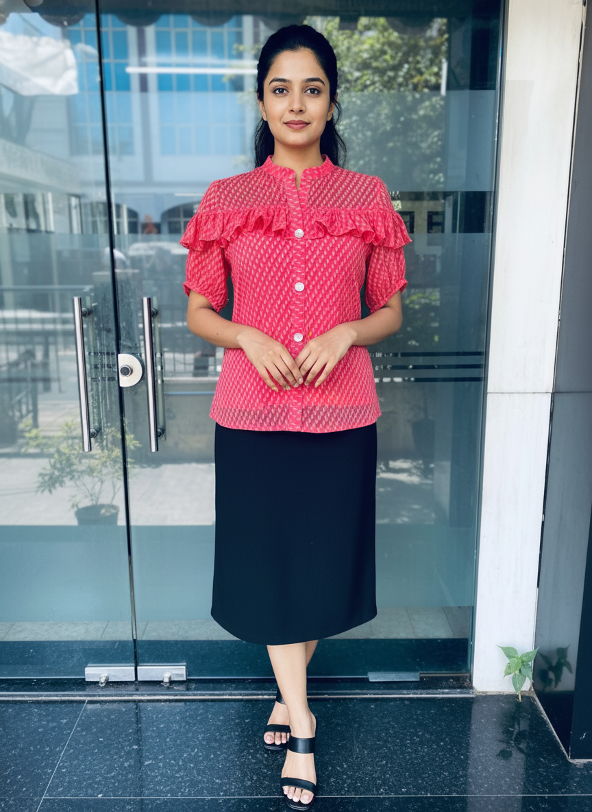 Carrot Pink Sheer Shirt