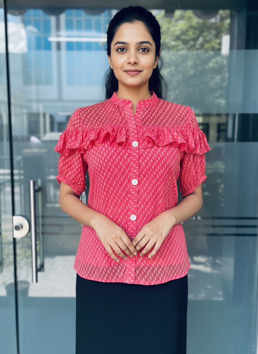 Carrot Pink Sheer Shirt