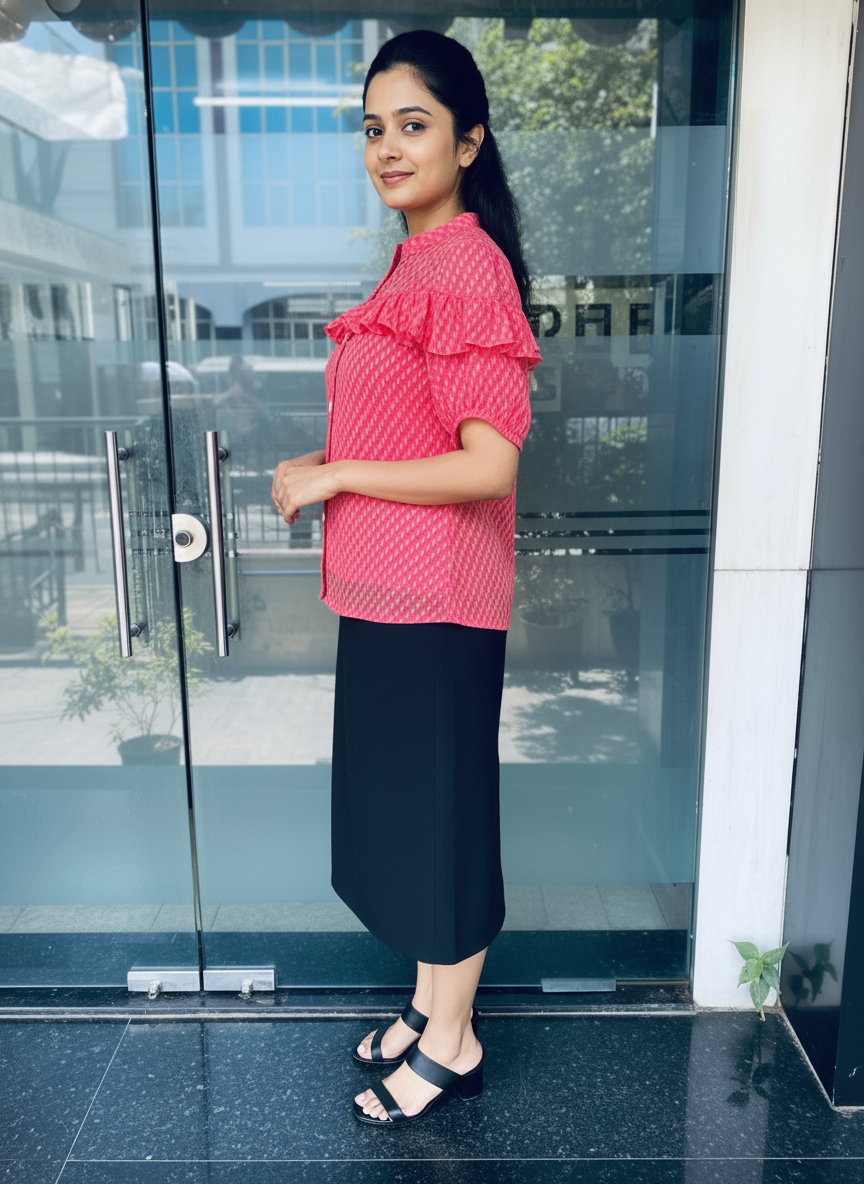 Carrot Pink Sheer Shirt