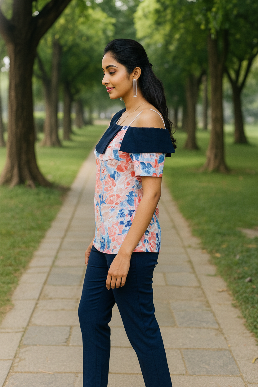 White Lurex Schiffli Top