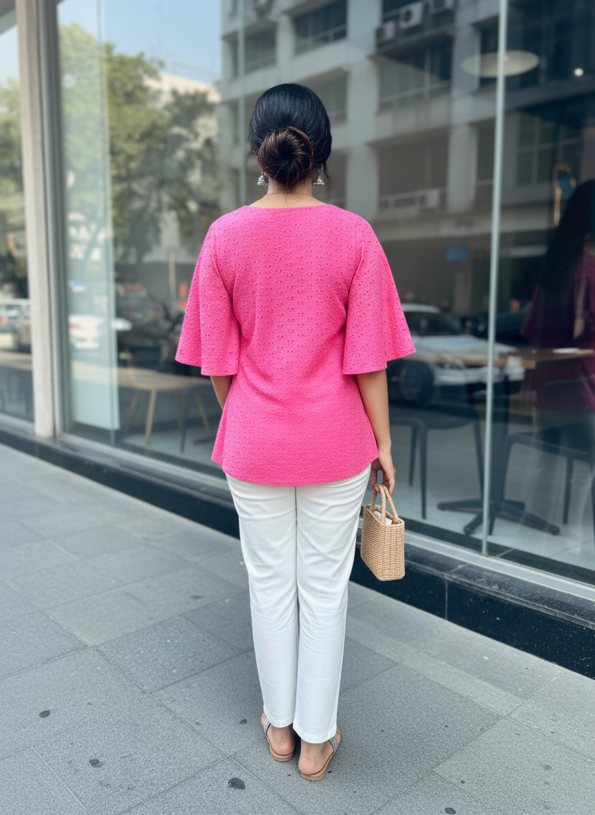 Pink Schiffli Top