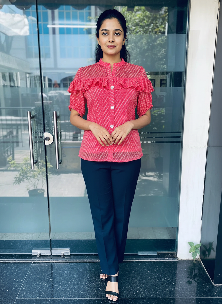 Carrot PinkÂ SheerÂ Shirt
