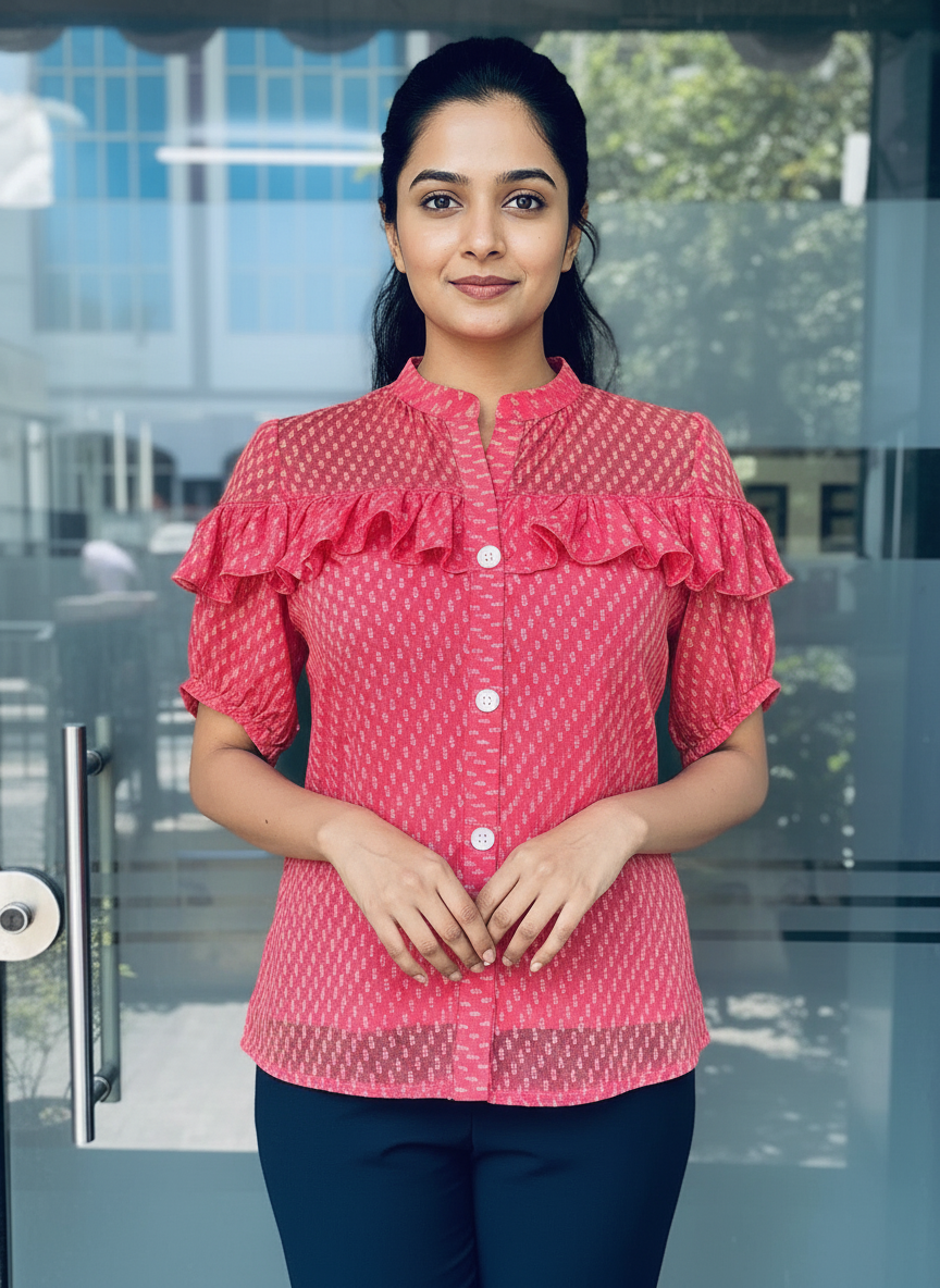 Carrot PinkÂ SheerÂ Shirt