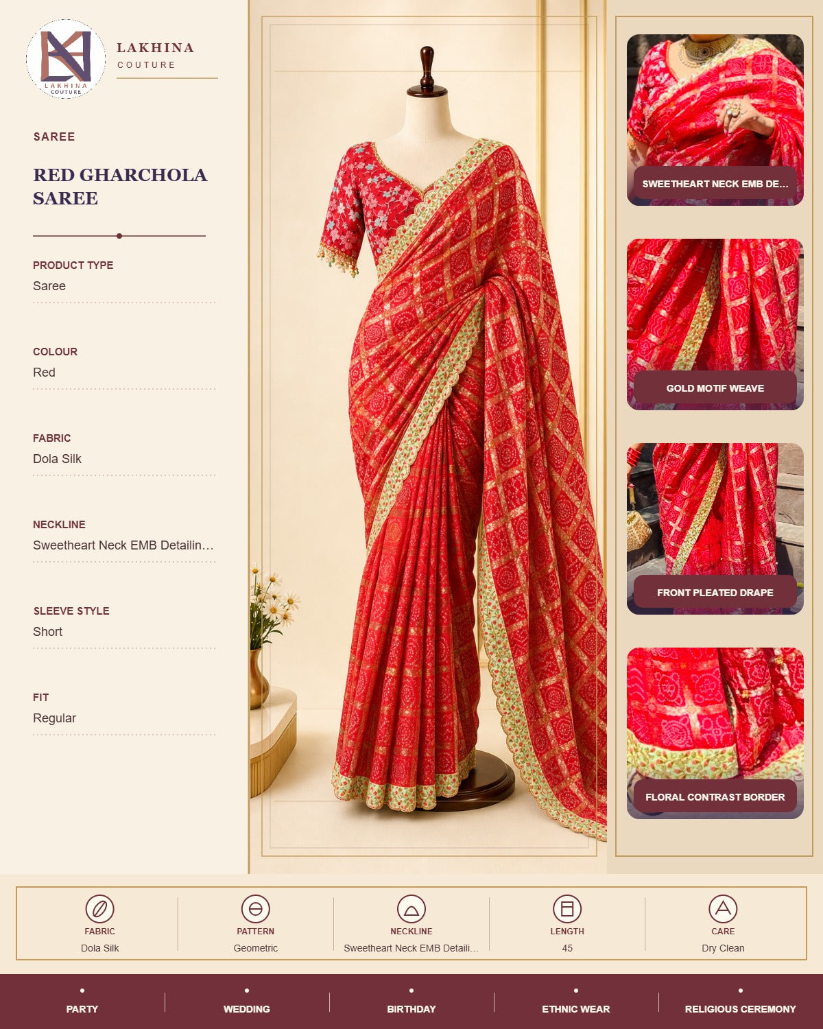 Red Gharchola Saree