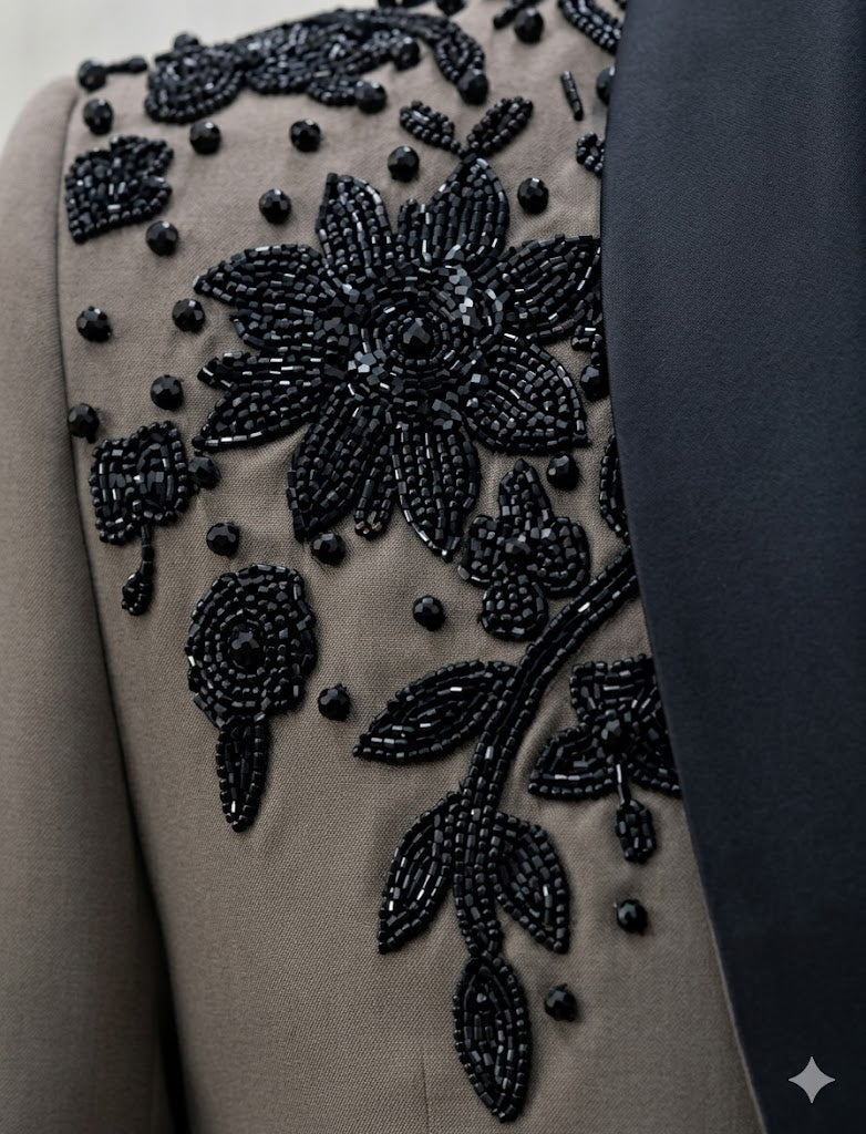 Light Beige Beaded Suit