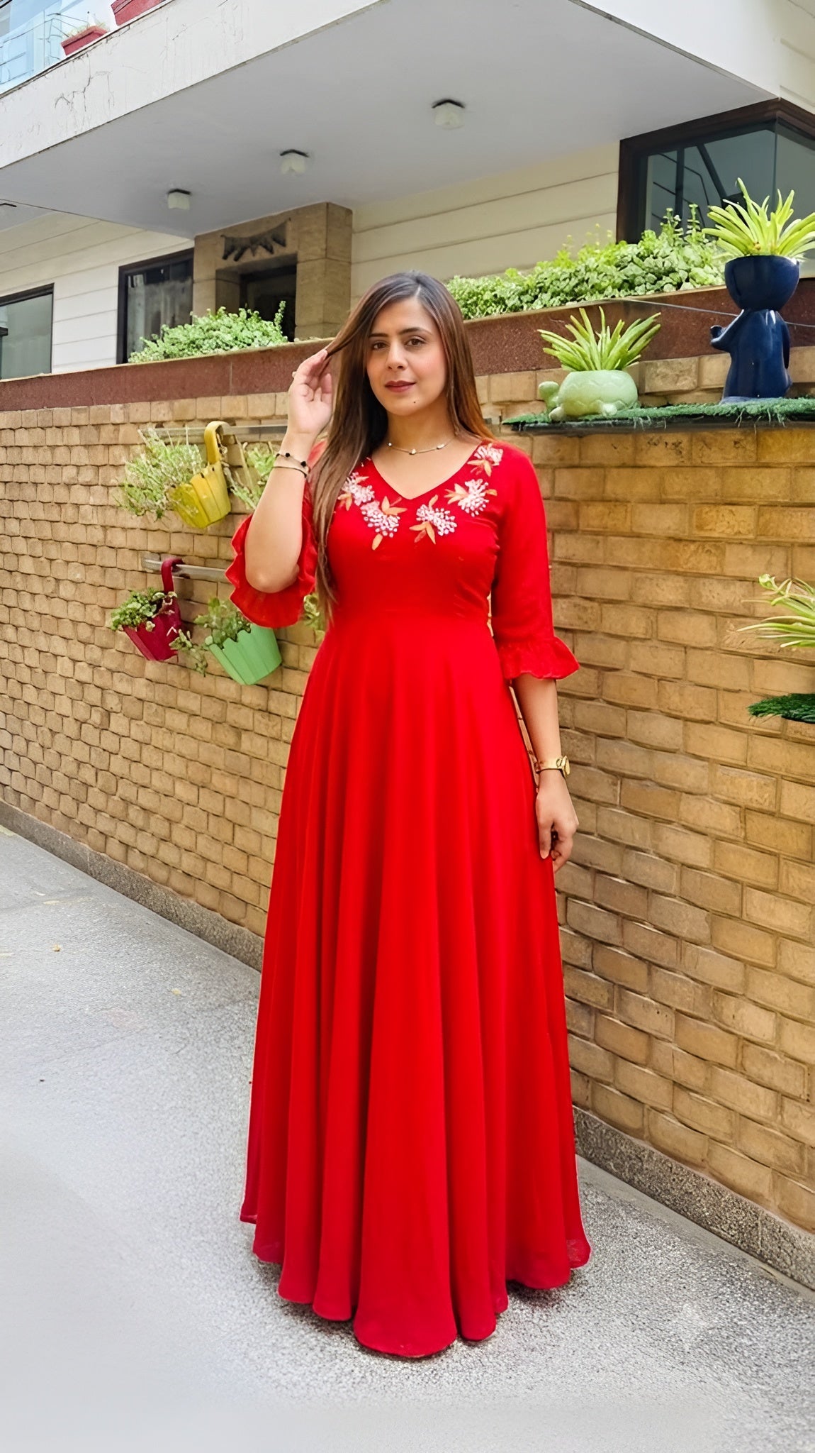 Red Georgette Anarkali