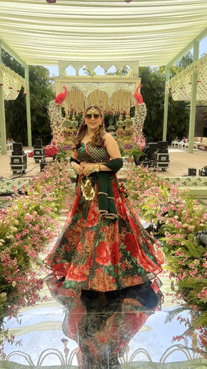 Green Bougainvillea Lehenga
