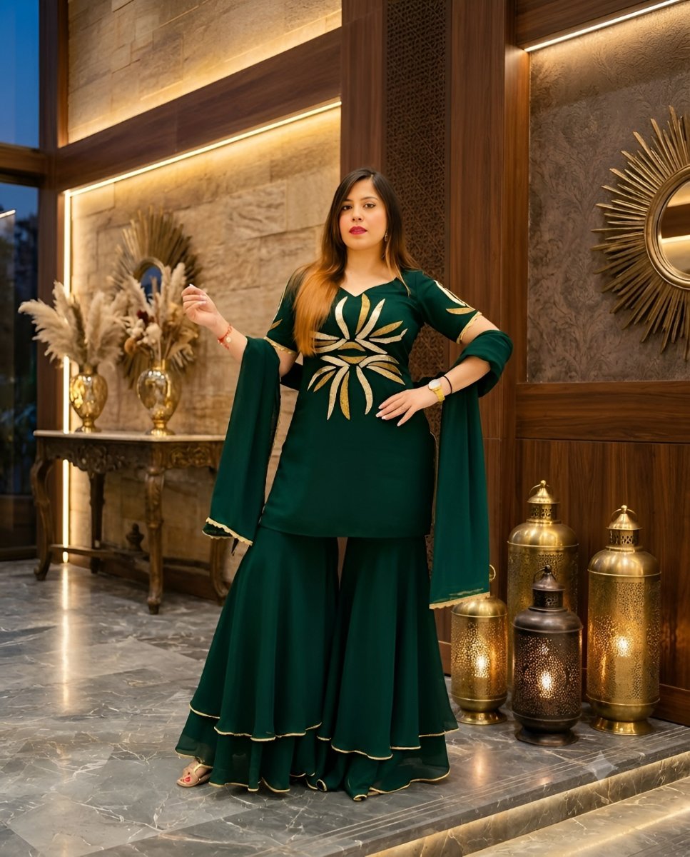 Green Embroidered Suit