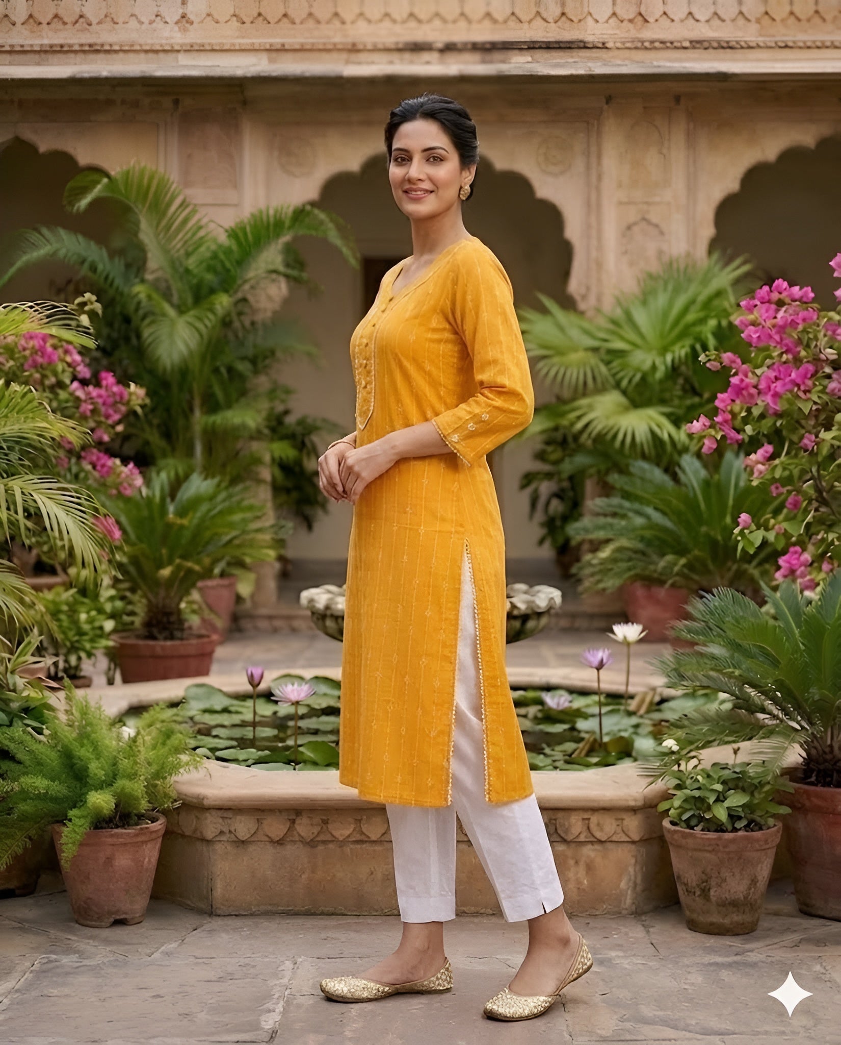 Mustard Printed Kurti