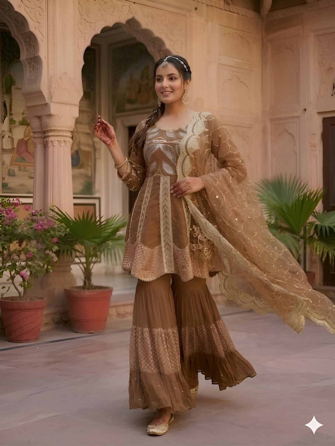Luxurious Brown Garara Suit