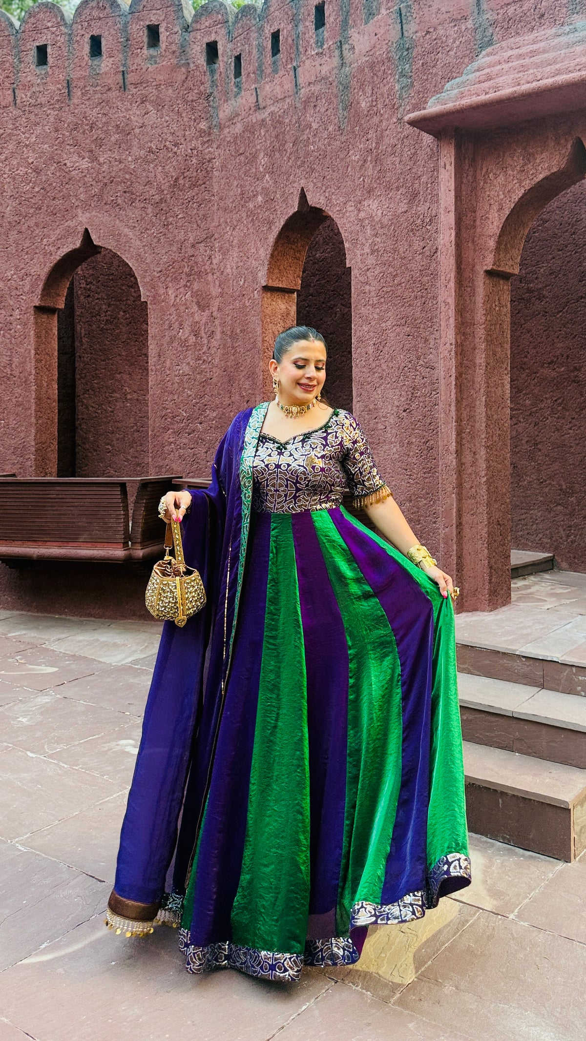 Emerald Nocturne Sequinned Anarkali Set