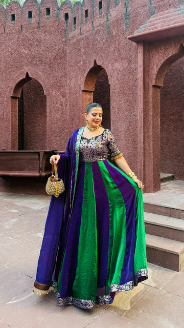 Emerald Nocturne Sequinned Anarkali Set