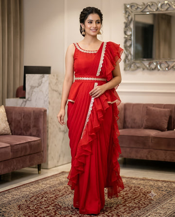 Red Saree Gown