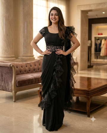 Black Stone Work Saree