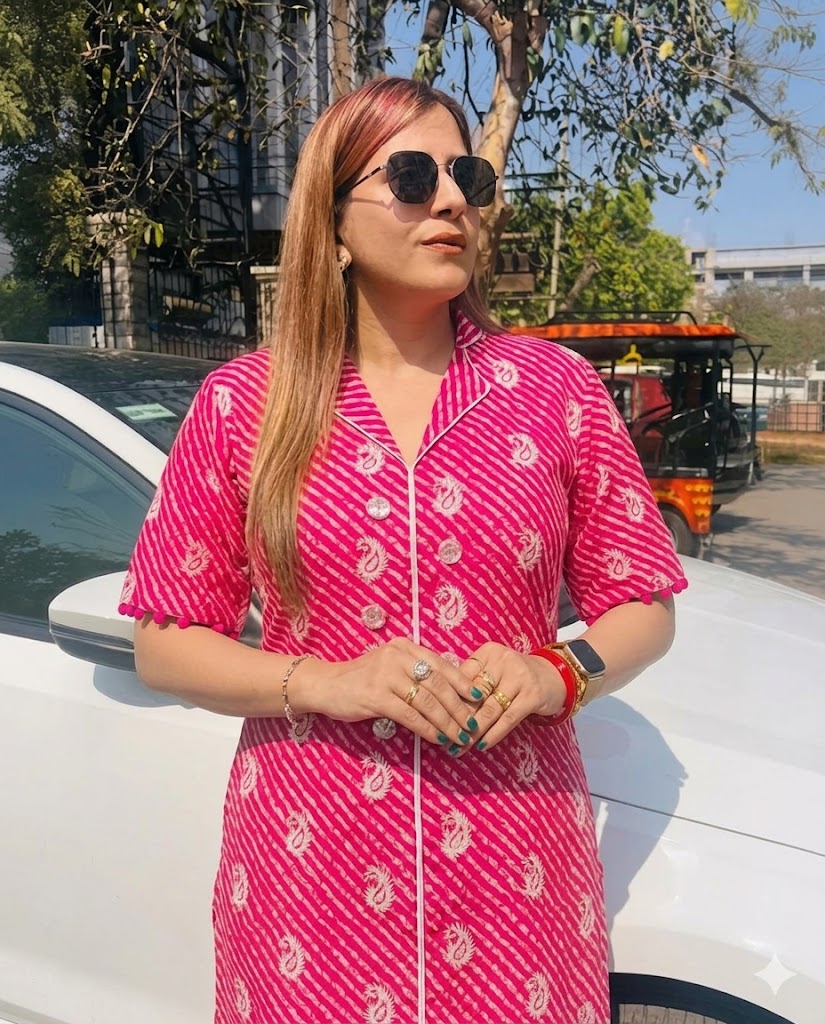 Pink Leheriya Kurti