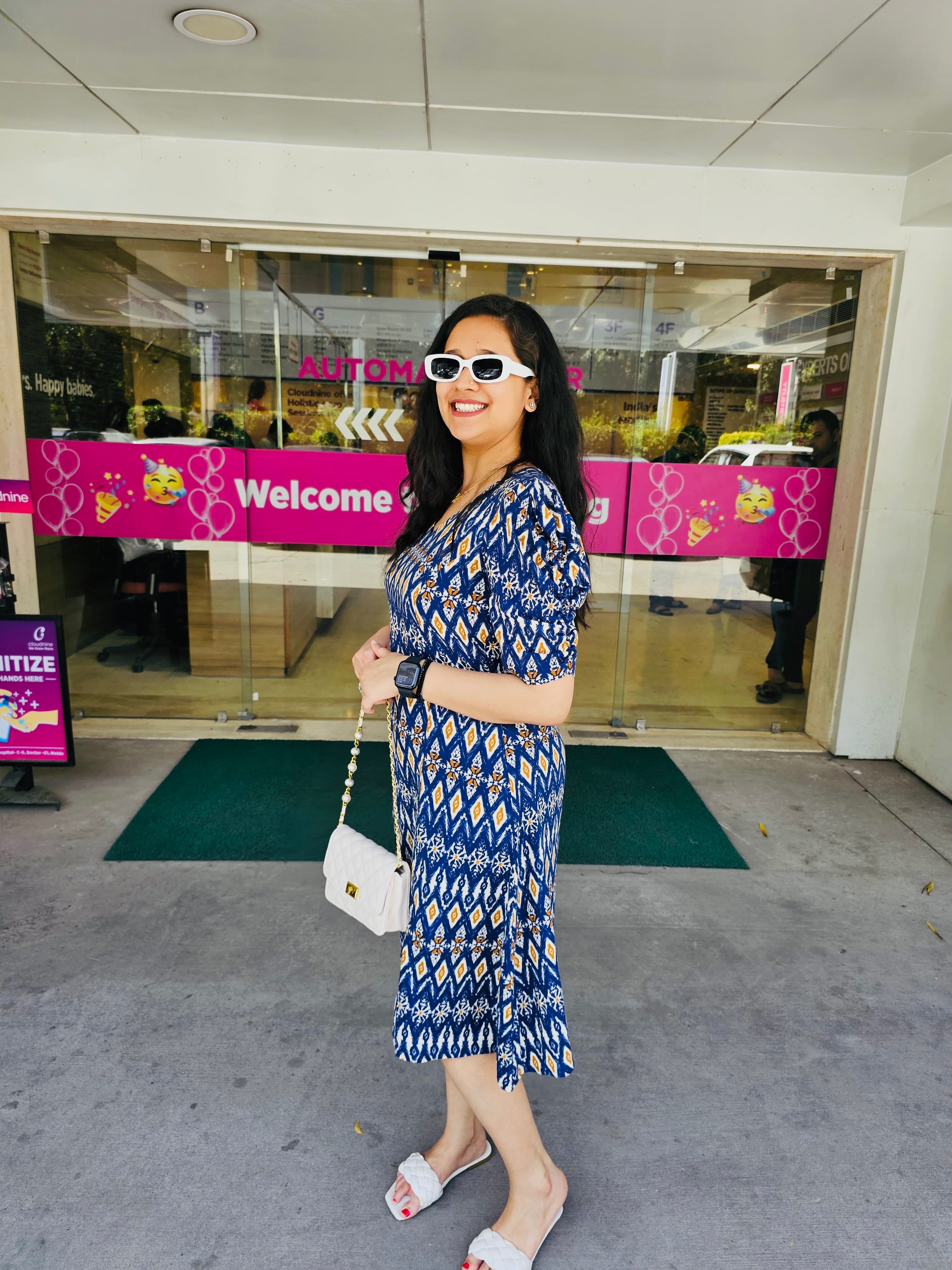 Blue Ikkat Midi Dress