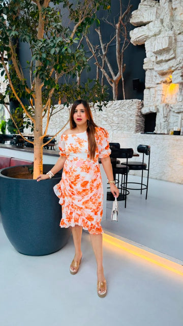 Orange Capsule Midi Dress