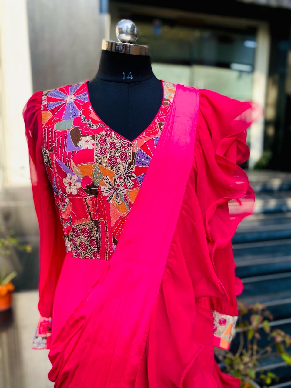 Carrot Carnival Saree Drape