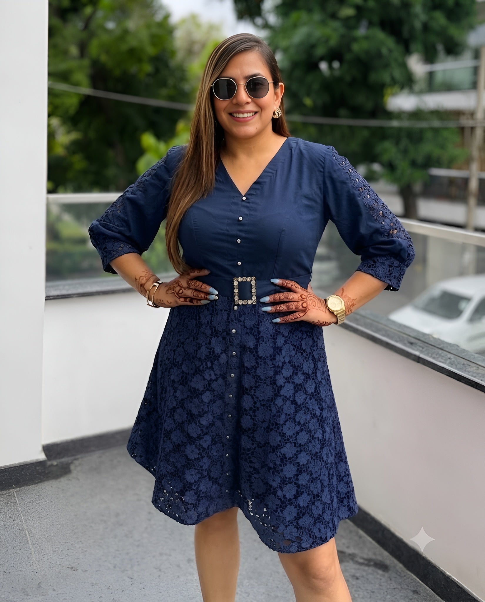 Spicy Blue Crochet Dress