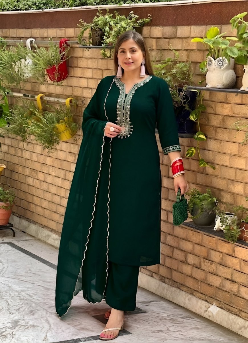 Green Embroidered Suit