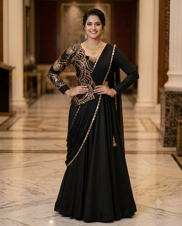Black Jacket Saree