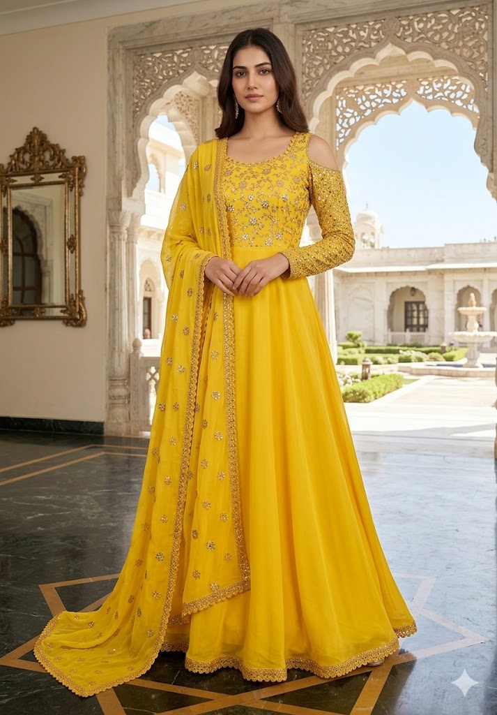 MBM Yellow Karva Chauth Anarkali