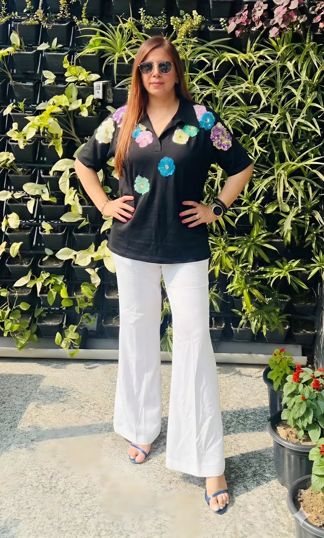 Black Floral Emroidered Top