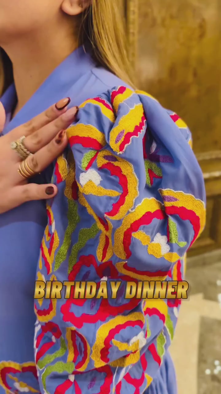 Blue Birthday Embroidered Dress