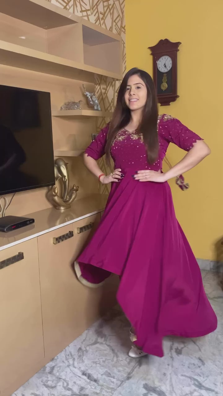 Wine Glossy Suit