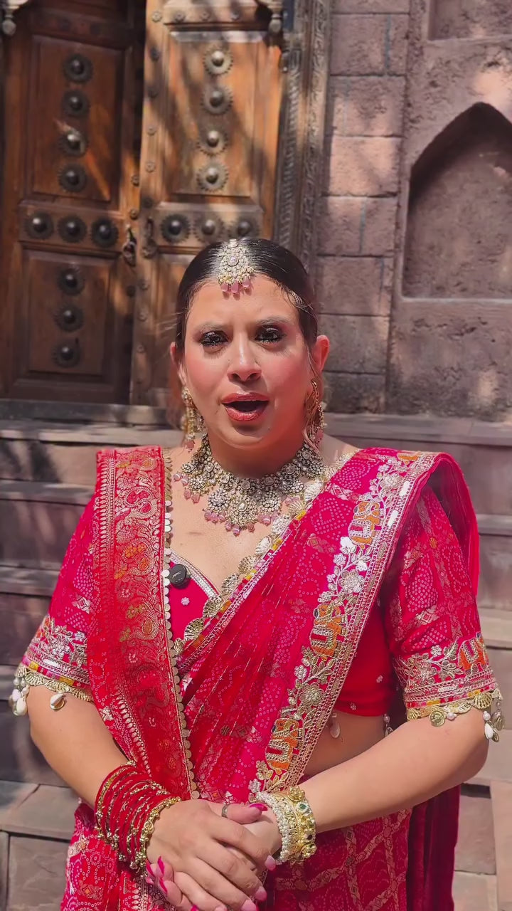Pink Ghatjhola Saree + Dupatta