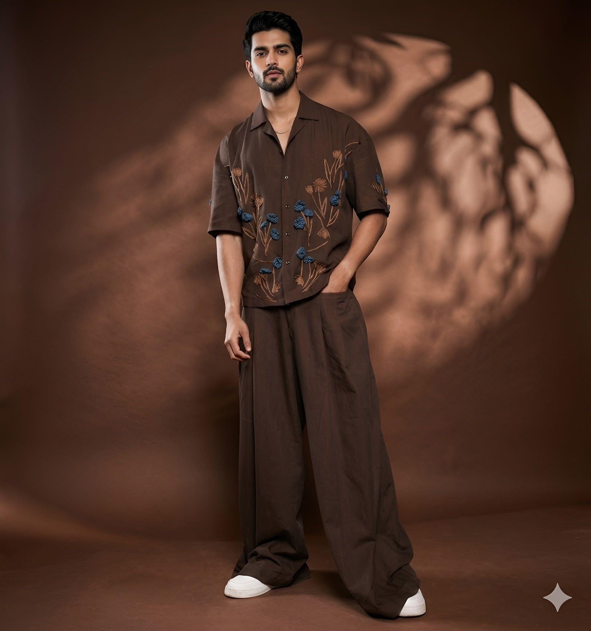 Men’s Brown Crush The  Summer Co-Ord Set | Lakhina Couture