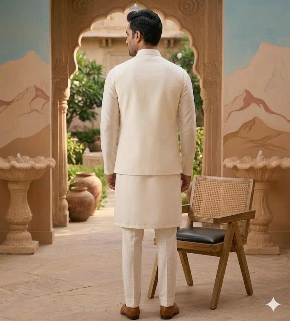 Cream Floral Embroidered Dola Silk Kurta Set