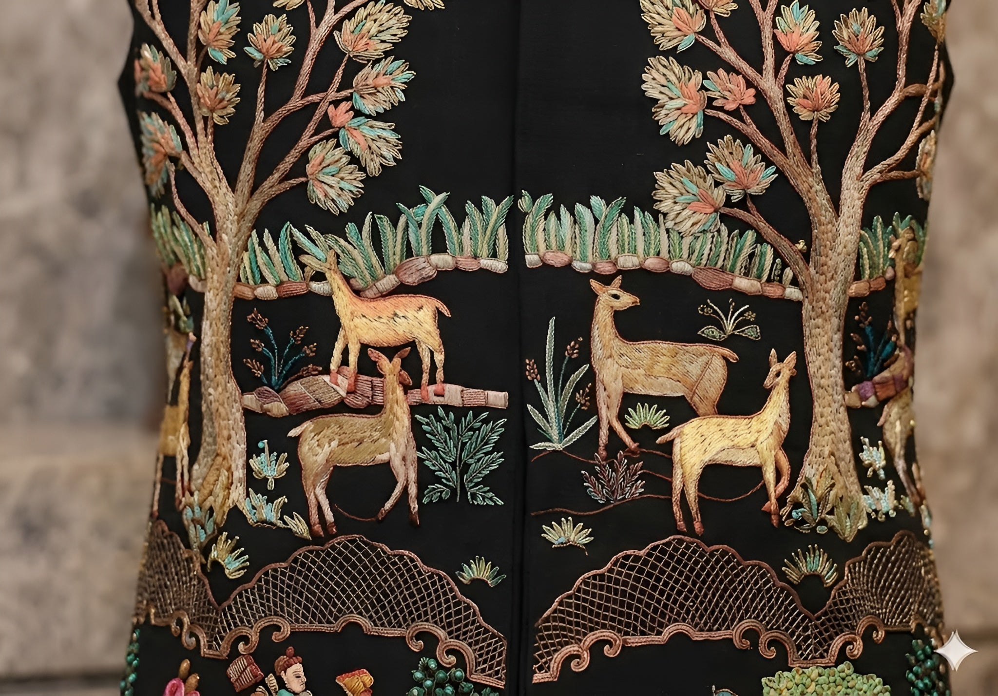 Black Heritage Embroidered Nehru Jacket Set