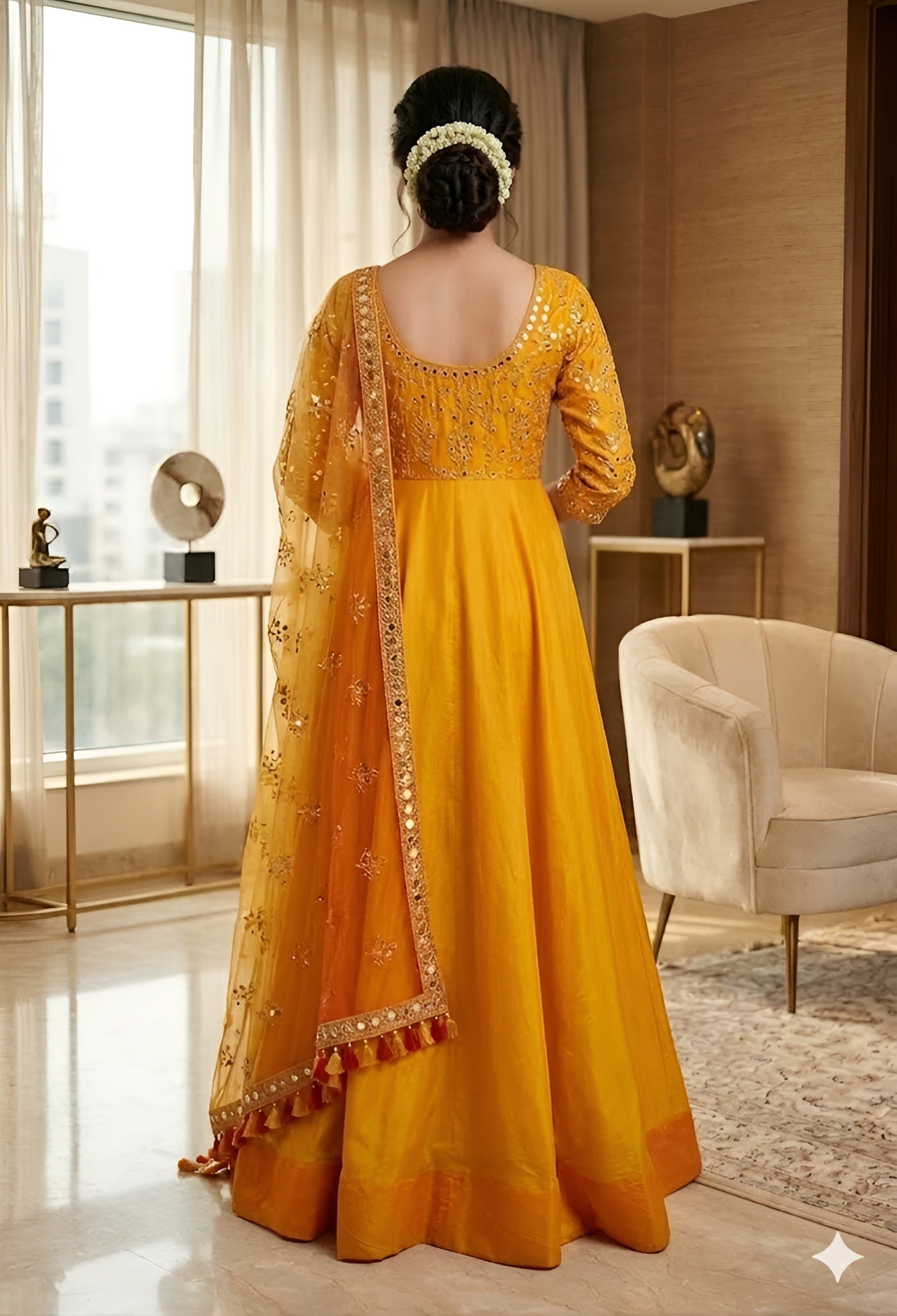Yellow Embroidered Anarkali