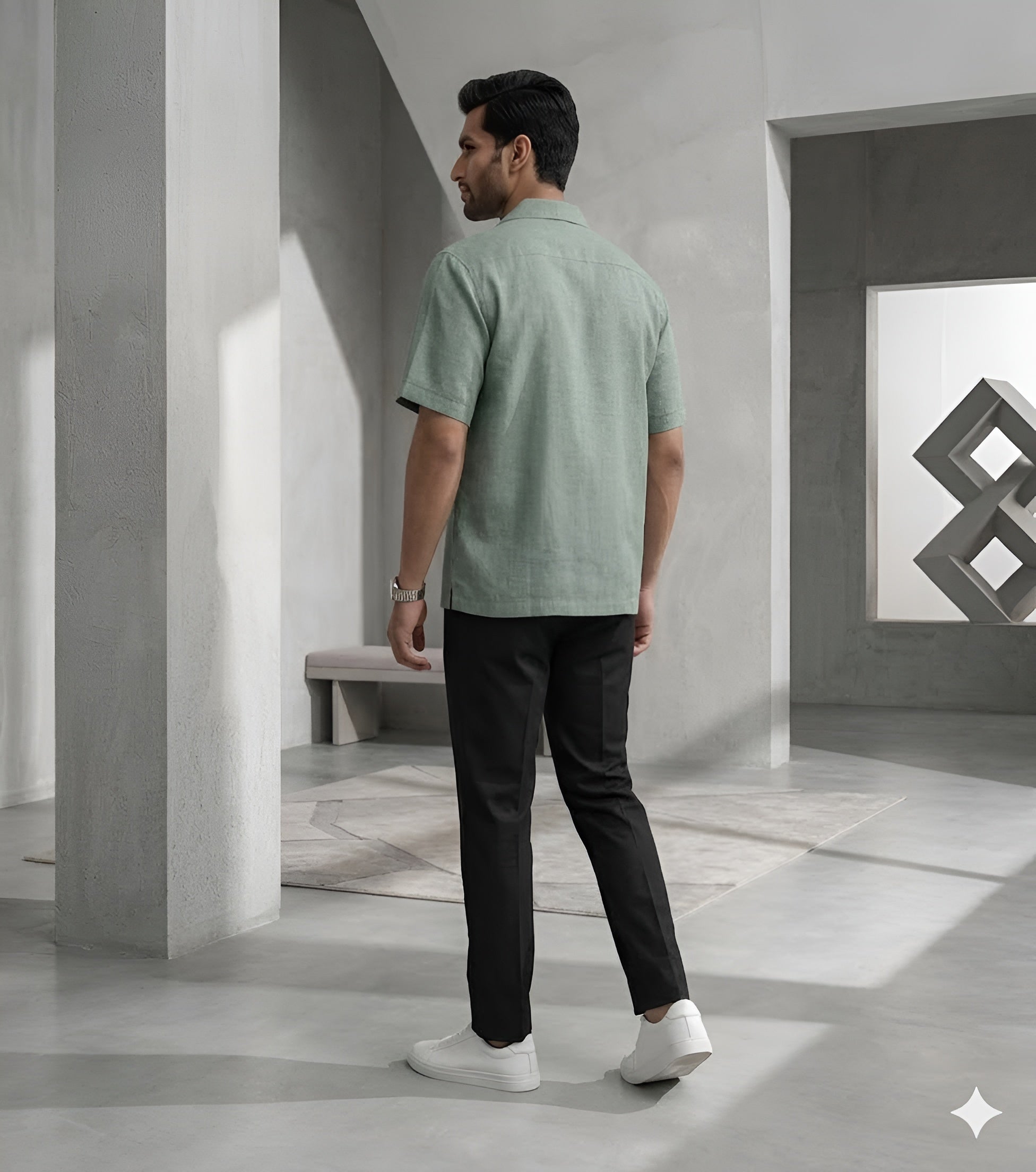 Men’s Sage Green Linen Summer Party Shirt