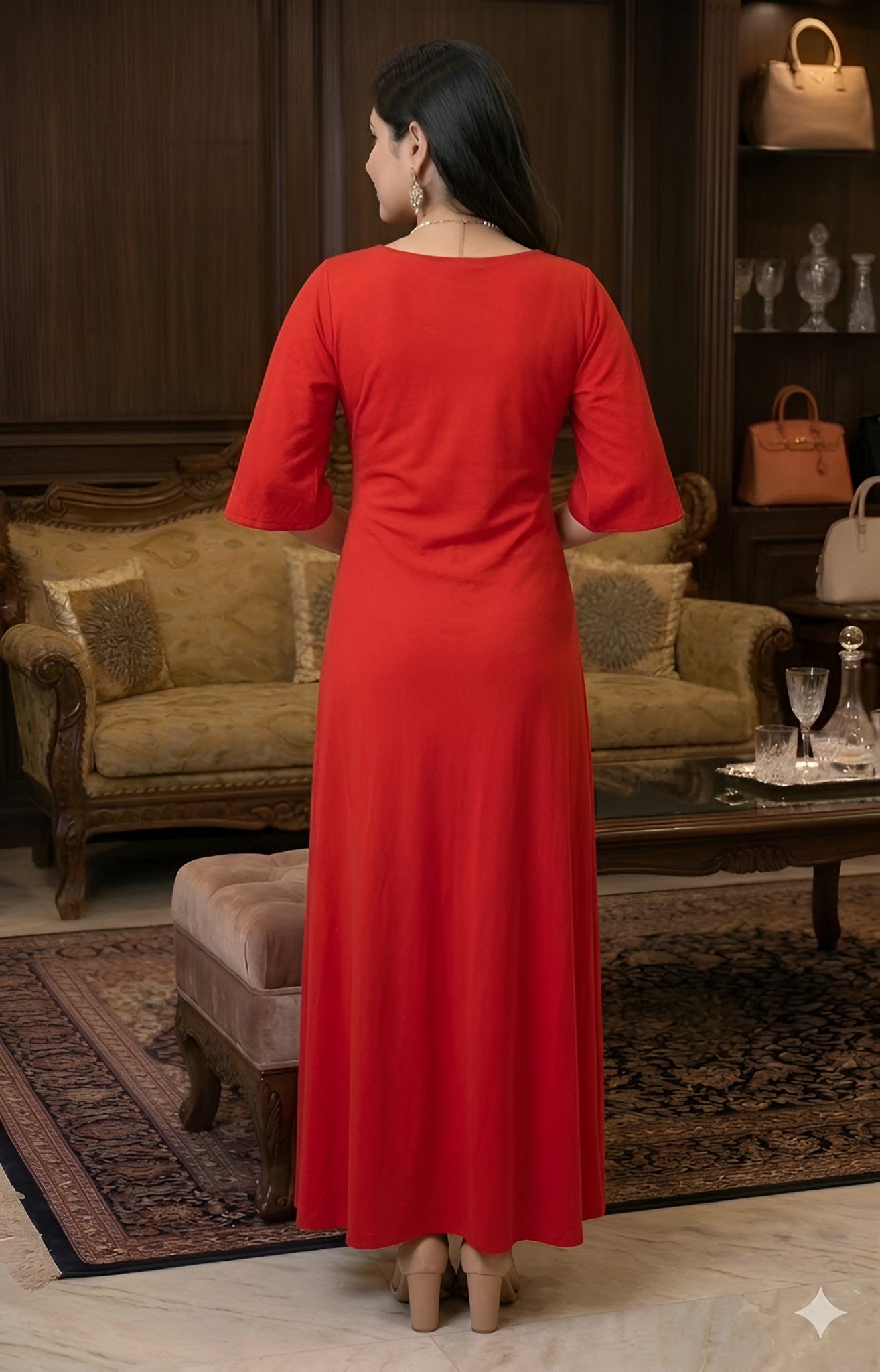 Red Draped Gown