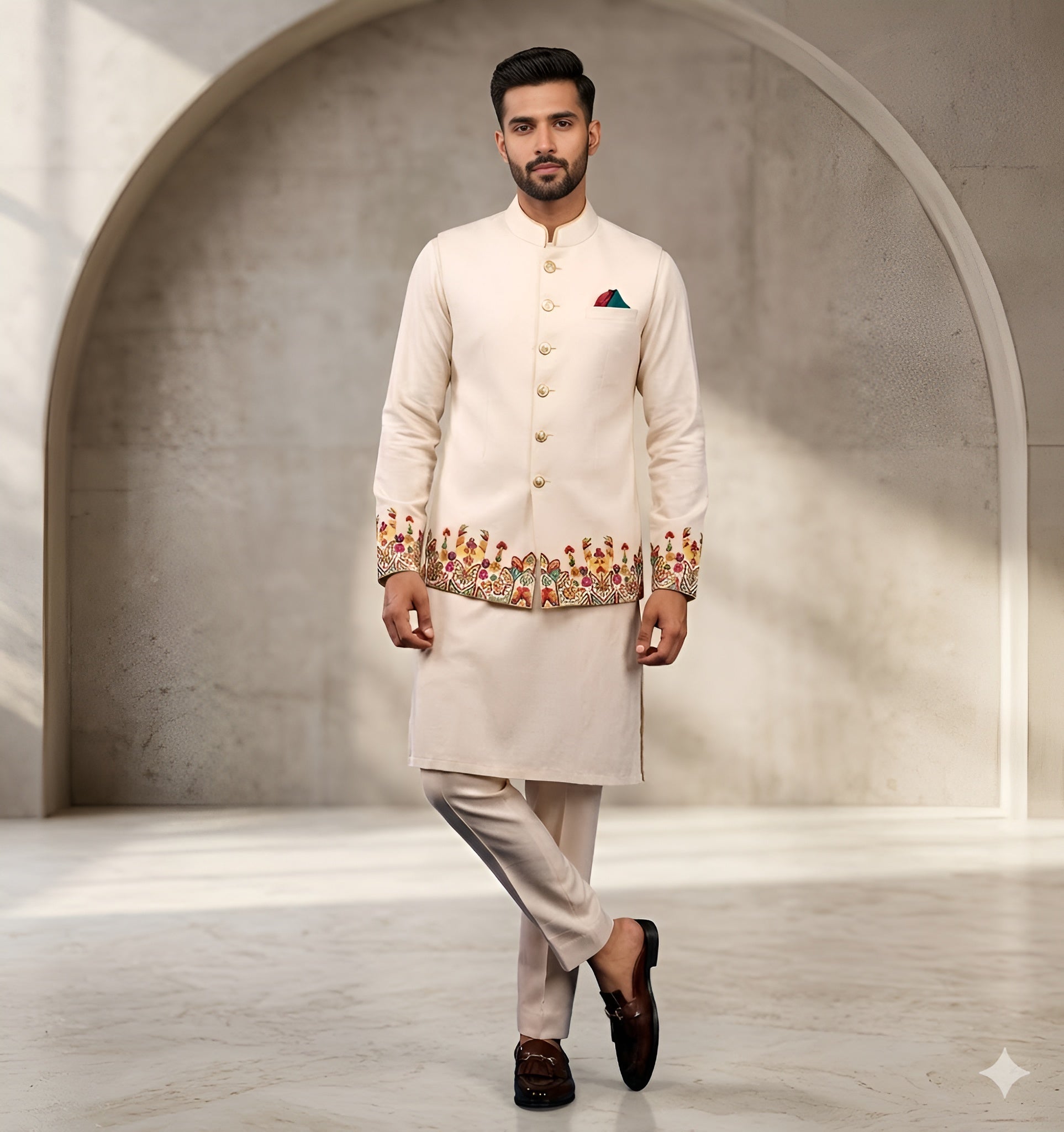 Men’s Wedding  Japanese Lycra Kurta Set