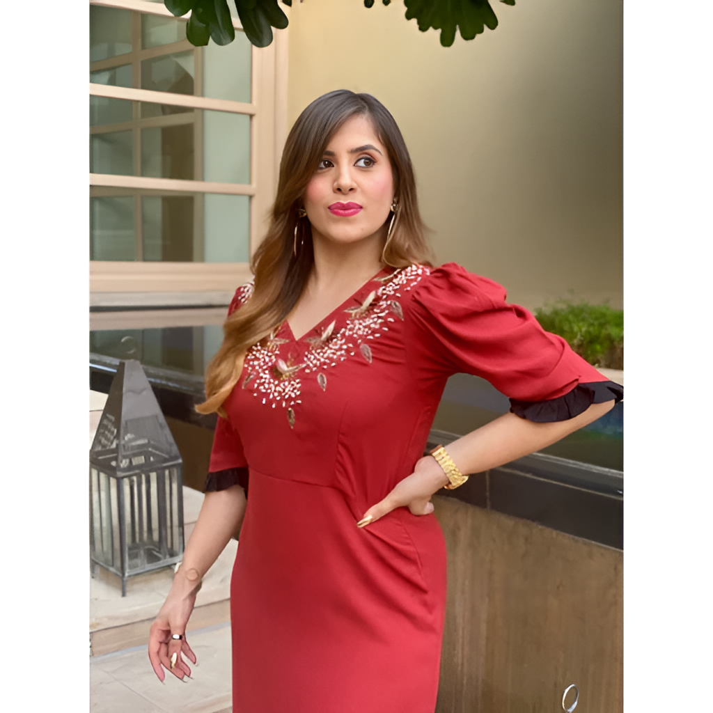 Rust Embroidered Jumpsuit